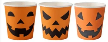 Copo de Papel Halloween Abóbora 210ml – Pacote com 20 Unidades