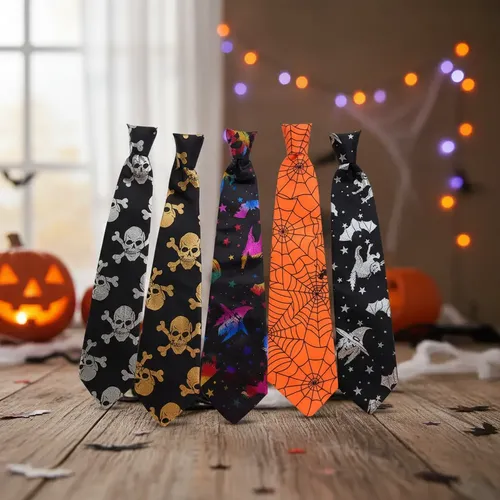 Gravata Halloween Divertida – 34 cm (1 unidade)