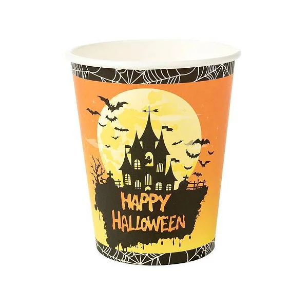 Copo de Papel Halloween Castelo 270ml – Pacote com 10 Unidades