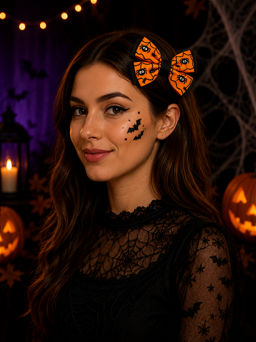 Presilha Laço Halloween Aranha – Kit com 2 Unidades