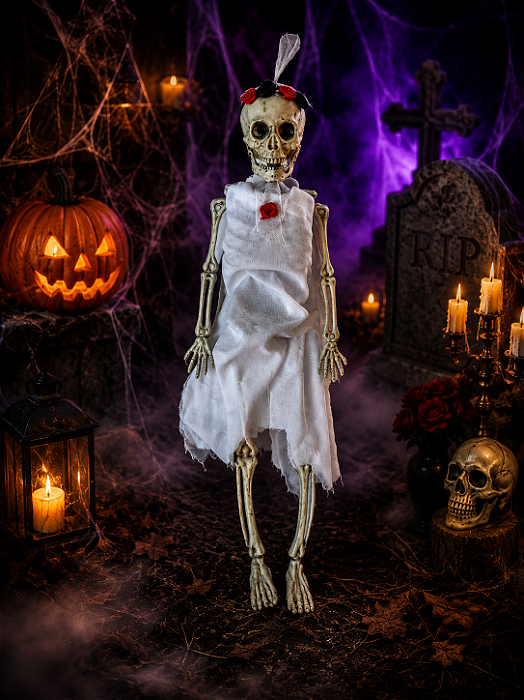 Esqueleto Halloween Noiva Cadáver 40cm