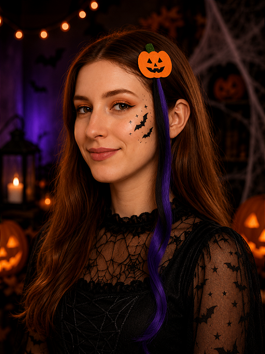 Presilha com Mecha Abóbora – Acessório de Cabelo Halloween