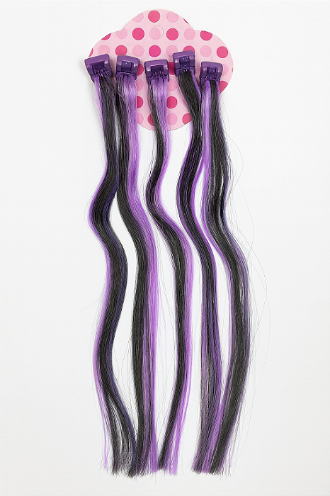 Mecha de Cabelo Roxo Infantil com Mini Piranha – Acessório Halloween para Fantasia