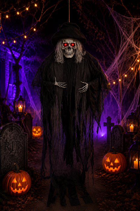 Caveira Freddy com Luz 3,10m – Decoração Gigante de Halloween
