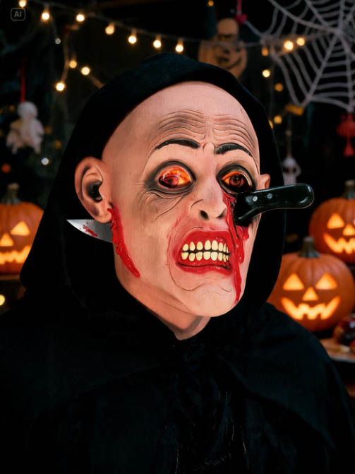 Máscara de Facada – Fantasia Sangrenta para Halloween