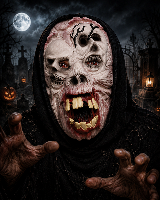 Máscara Caveiroso com Capuz – Fantasia Assustadora para Halloween e Carnaval