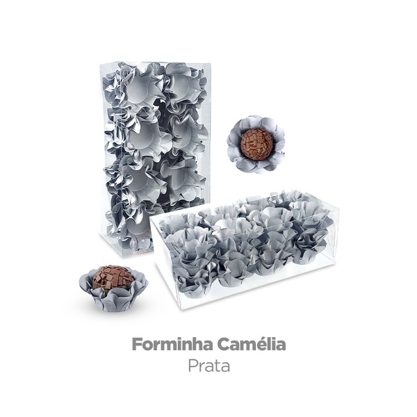 Forminha de Papel para Doces Prata | Modelo Camélia – 40 Unidades