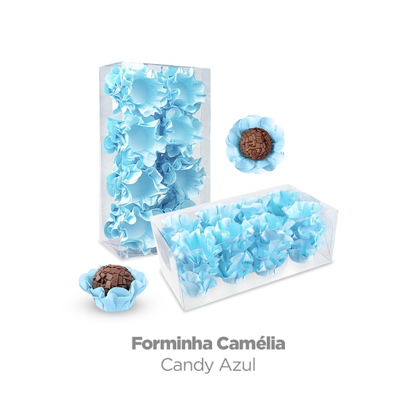 Forminha de Papel para Doces Azul Candy | Modelo Camélia – 40 Unidades
