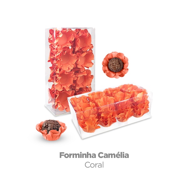 Forminha de Papel para Doces Laranja | Modelo Camélia – 40 Unidades