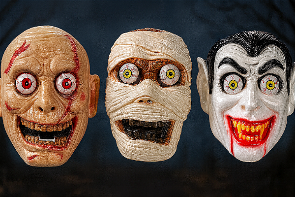 Máscara Plástica Halloween com Olhos Móveis – Sortida - 1 Unidade