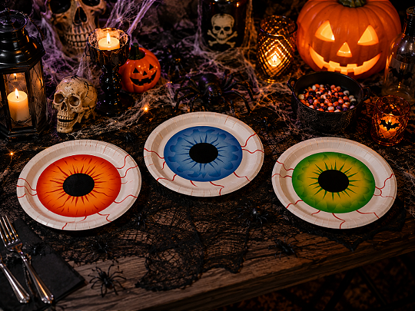 Prato de Papel Halloween Olho 18cm - 10 Unidades