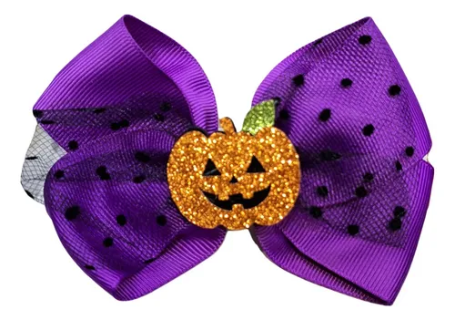 Laço Presilha Abóbora Bruxa – Enfeite de Cabelo para Halloween