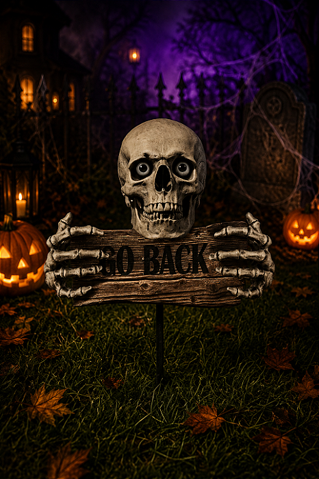 Placa Cartonada Esqueleto para Jardim Halloween 52x42cm