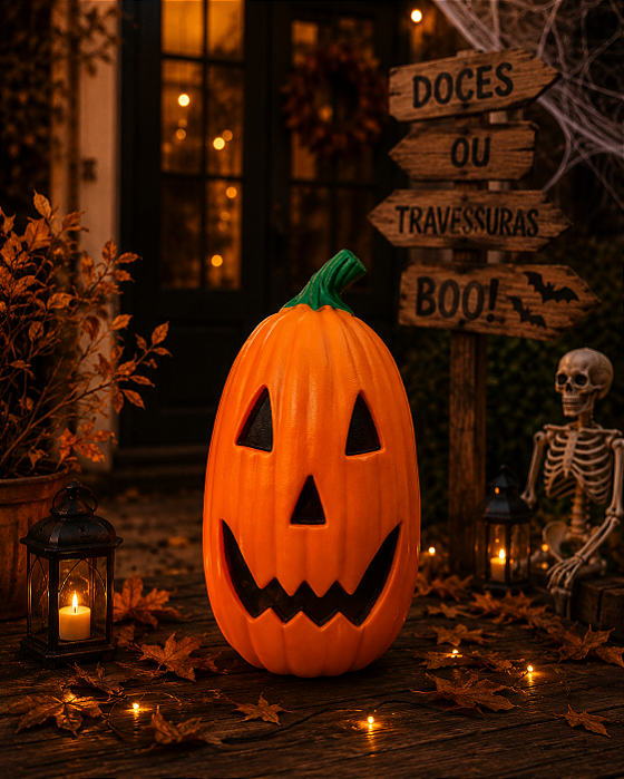 Abóbora Comprida 40cm – Enfeite de Halloween para Decoração