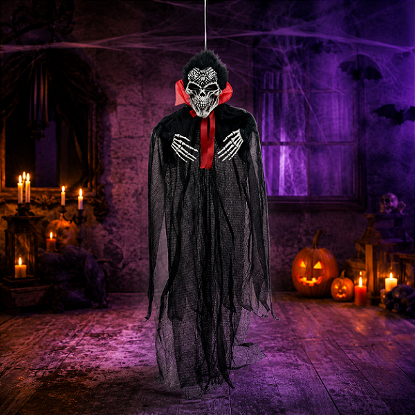 Caveira Vampiro Massimo 52cm – Para Pendurar – Decoração de Halloween Sombria e Estilosa
