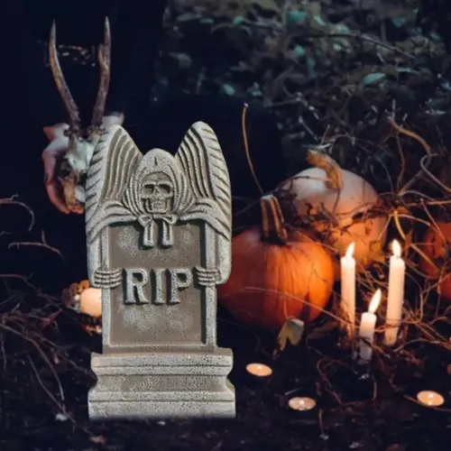 Lápide Morte Assustadora 39,5cm – Decoração de Halloween Realista e Sinistra