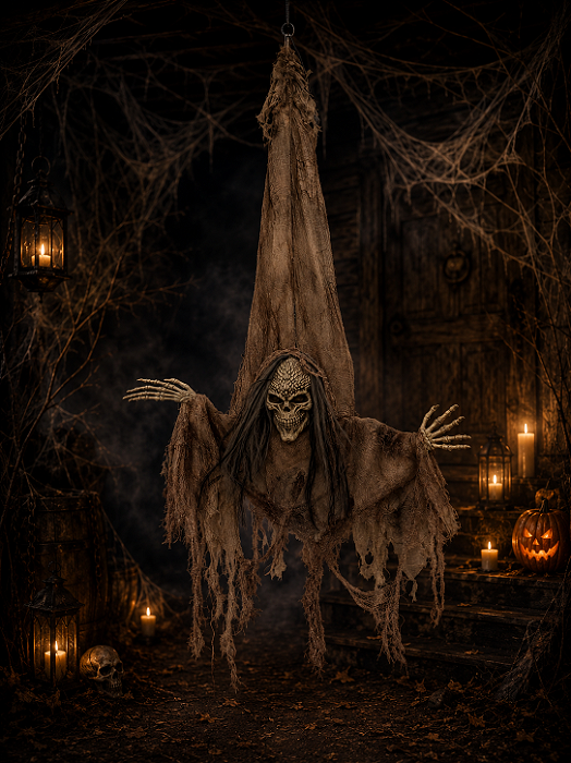 Assombração Pendurada 120x70x12cm – Com Movimento – Decoração de Halloween Assustadora