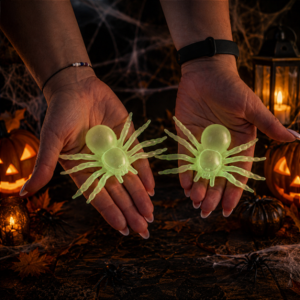 Kit com 4 Aranhas Brilha no Escuro – Decoração de Halloween