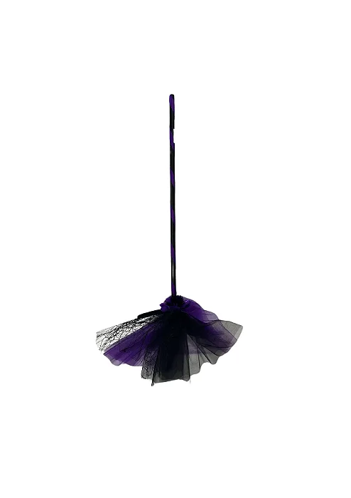 Vassoura de Bruxa Roxa 90cm – Acessório de Fantasia Halloween