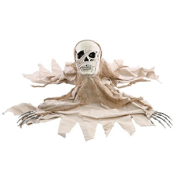 Caveira de Chão Adam com Luz, Som e Movimento – 34cm (Alt.) x 110cm (Comp.) – Decoração Halloween