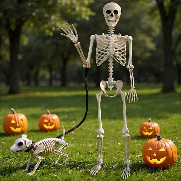 Esqueleto Articulado Jack 185 cm – Decoração Gigante para Halloween