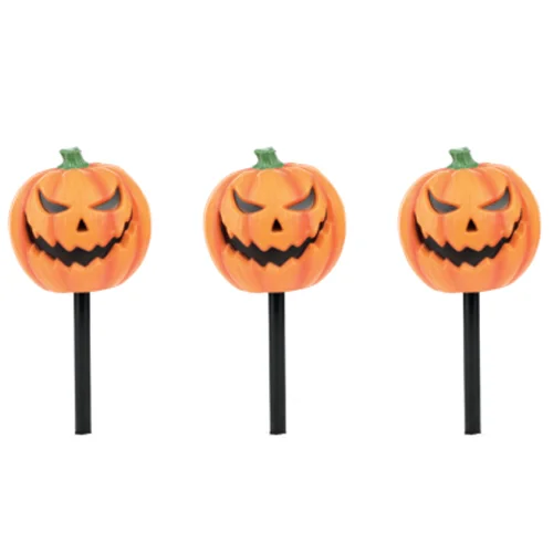 Espetos Decorativos para Jardim 30cm – Abóboras Iluminadas 30 cm (Kit com 3 unidades)