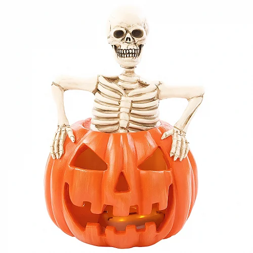 Esqueleto com Cabeça de Abóbora – Decoração Halloween Macabra e Divertida!