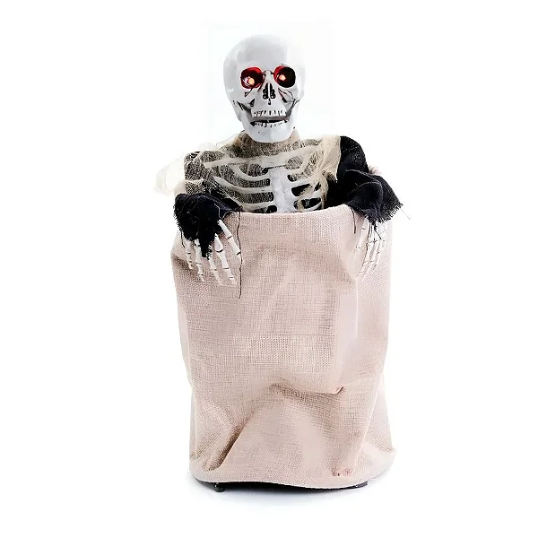 Enfeite Decorativo Halloween – Esqueleto Bartho 40cm com Som, Luz e Movimento