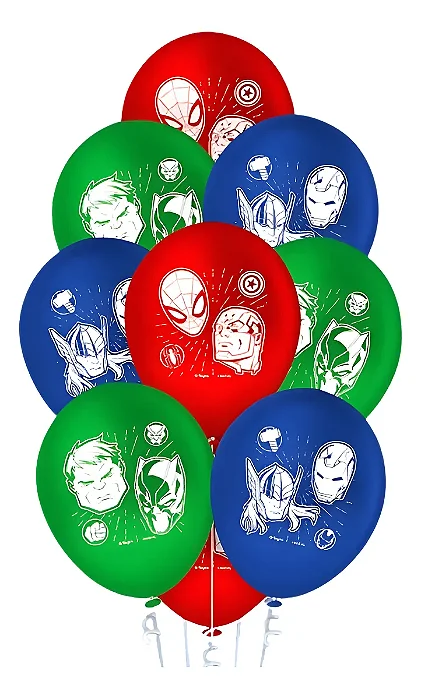 Bexigas Vingadores – Balões Avengers – 25 Unidades – Decoração de Festa Infantil