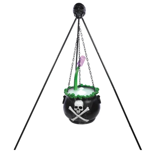 Caldeirão Tripé Halloween com Fumaça e Luz – 1,69m x 44cm – Decoração Temática