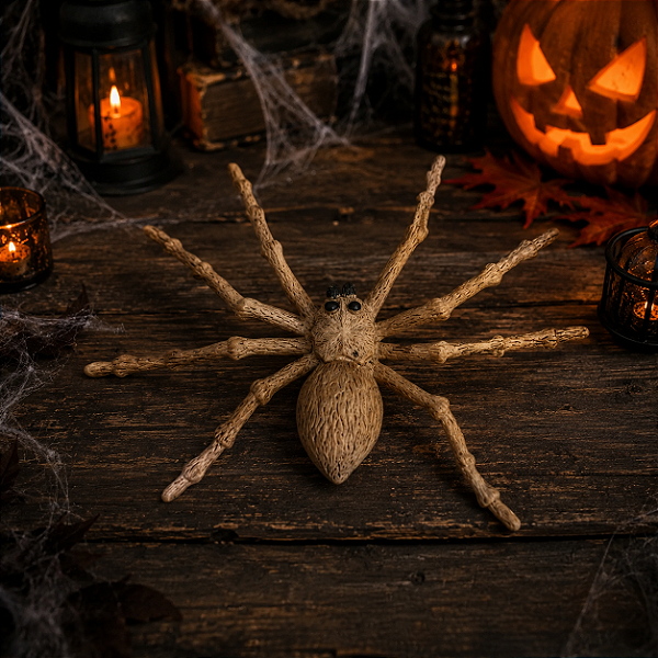 Aranha Marrom Halloween – 14cm | Decoração Temática