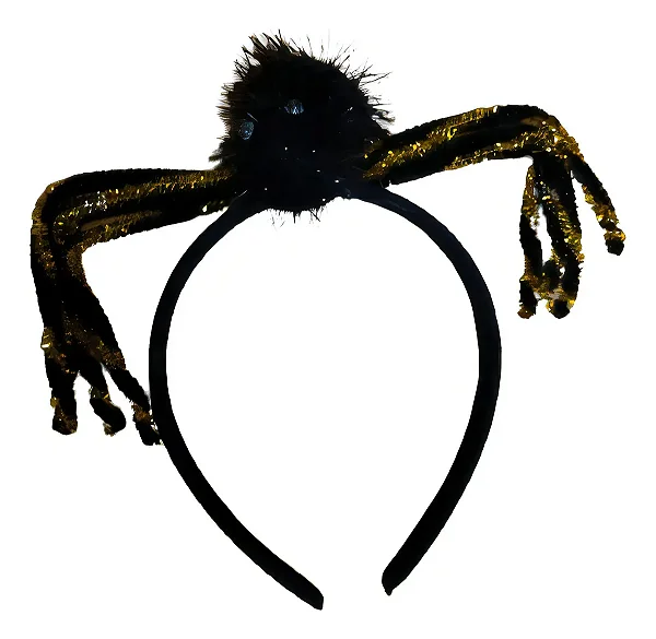 Tiara Halloween com Aranha Dourada – Acessório Temático para Fantasias