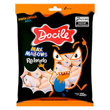 Marshmallow Baunilha e Morango Pinta Língua Azul – 24 Unidades