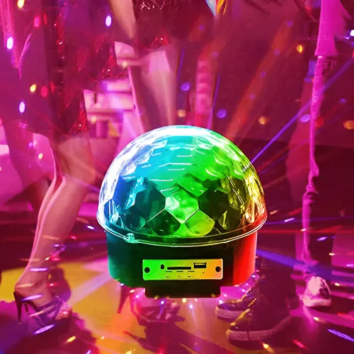 Globo Colorido Cristal LED Meia Bola Mágica – Luz Maluca com Entrada USB Pendrive 110V/220V