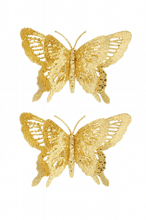 Borboleta Decorativa Dourada 15cm – Kit com 2 Unidades