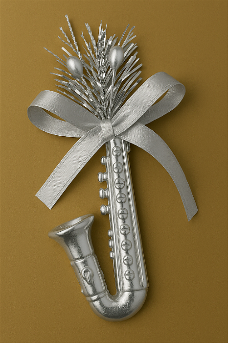 Ornamento Sax Prata – Kit com 2 Unidades