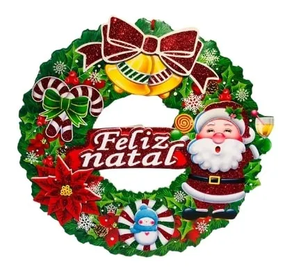 Enfeite Guirlanda de Papel “Feliz Natal” com Papai Noel – 37cm