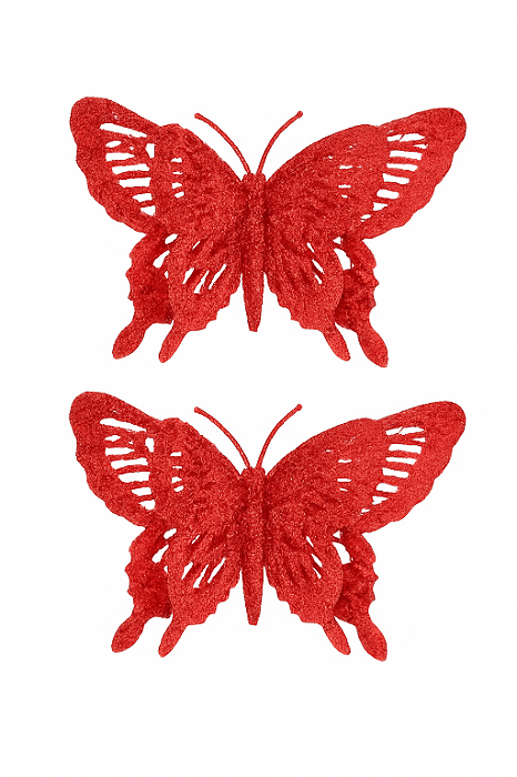 Borboleta Decorativa Vermelho 15cm – Kit com 2 Unidades