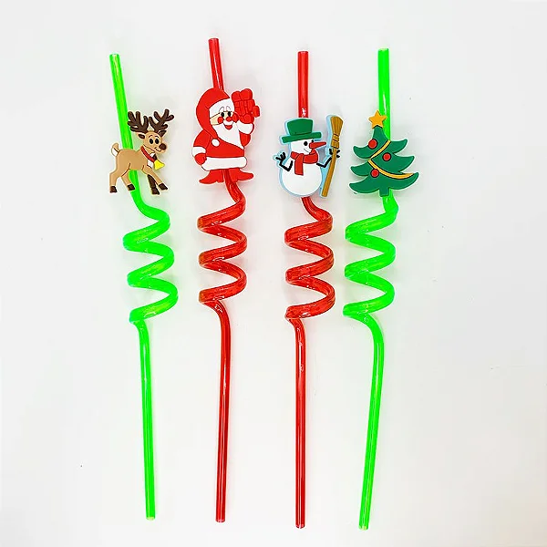 Kit 4 Canudos Divertidos de Natal – 4 Unidades