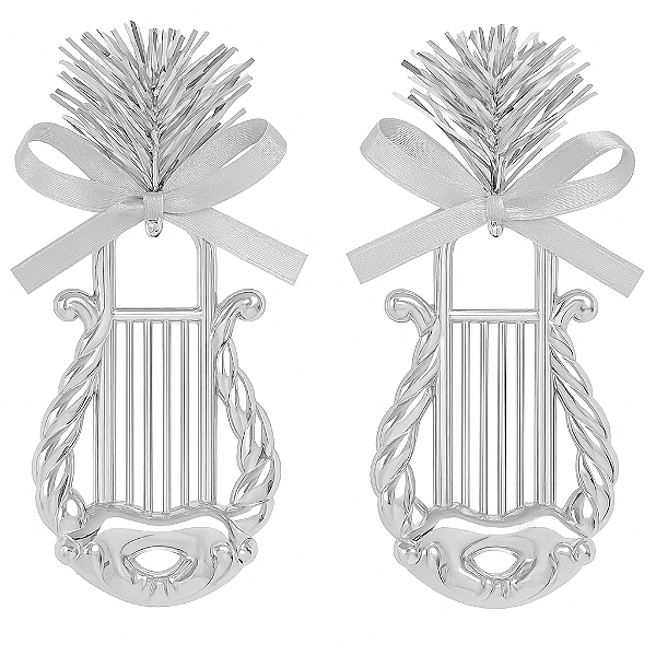 Ornamento Harpa Prata 8cm – Kit com 2 Unidades