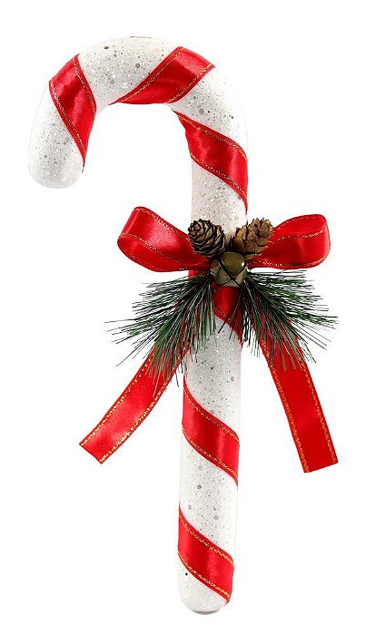 Enfeite Bengala 30cm com Pinha – Decoração de Natal
