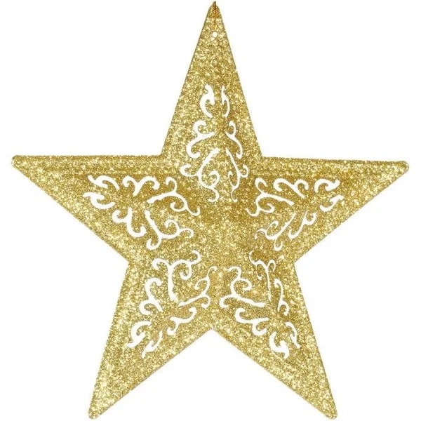 Enfeite de Natal Estrela Filigrana com Glitter – Dourado 15cm