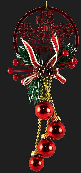 Enfeite Pendente de Natal Palavras com Guizo 15x34cm