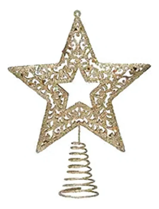 Ponteira Estrela Dourada 18cm – Enfeite para Árvore de Natal com Brilho e Elegância