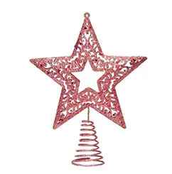 Ponteira Estrela Vermelho 18cm – Enfeite para Árvore de Natal com Brilho e Elegância
