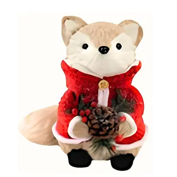 Raposa Decorativa Natalina com Vestido e Pinha – 23x19cm