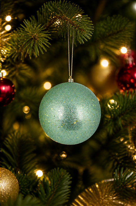 Bola de Natal Verde Menta 8cm – Enfeite Decorativo para Árvore