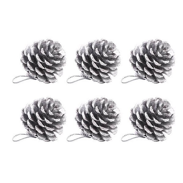 Enfeite de Natal Pinha 4cm – Kit com 6 Unidades Decorativas