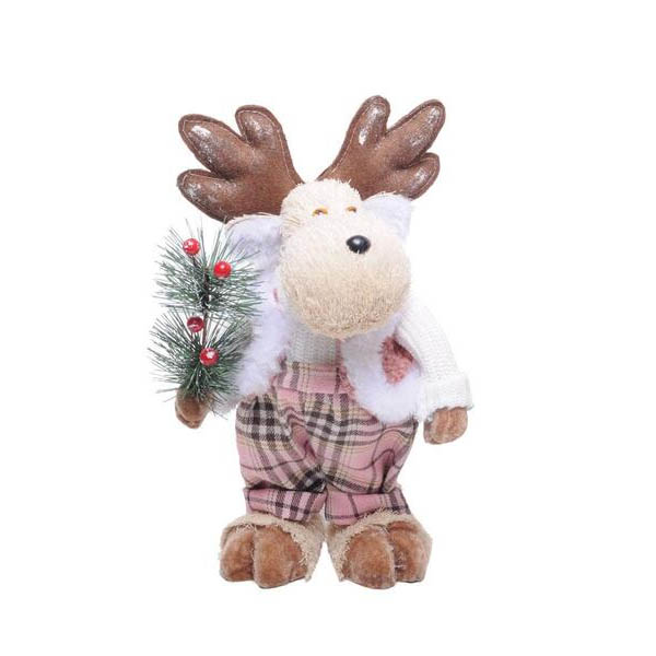 Enfeite de Natal Rena Roupa Xadrez – 30x12x14cm