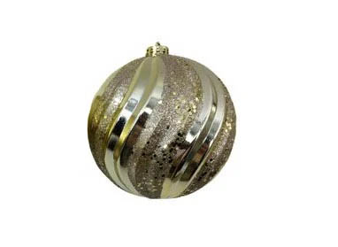 Bola Decorada Natalina Plus com Glitter Gigante Dourada 15cm